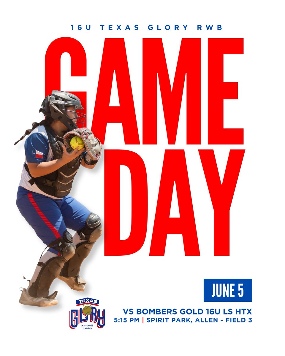 16uTXGloryRWB's tweet photo. 16U Texas Glory RWB kicks off our Summer Season TOMORROW at the Triple Crown Texas State Championship in Allen! Game #1 vs Bombers Gold 16U LS HTX starts at 5:15 at Spirit Park - Field 3! See you there! ❤️🥎💙 https://t.co/BI76irfBwO