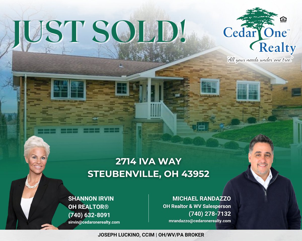 CedarOneRealty's tweet photo. 🌟JUST SOLD! BEAUTIFULLY UPDATED HOME IN STEUBENVILLE!
🌟2714 Iva Way, Steubenville, OH 43952
🌟$325,000
🌟3BR • 2.5BA • 2442 SF

🔗https://t.co/v6EtLmUjv3 

#allyourneedsunderonetree
#realestate
#ohiovalley
#ohiorealtors
#wvrealtors® https://t.co/9pD4ho4lAa