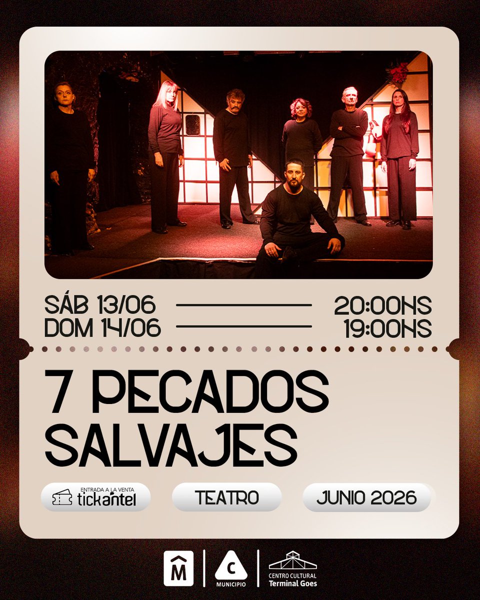 Tickantel's tweet photo. 🎭 Siete personajes, siete historias y siete pecados capitales. "7 Pecados Salvajes" propone una mirada intensa y reflexiva a través de monólogos cargados de emoción.

🎟️ Entradas: https://t.co/zK9GRyoYW1
#Tickantel https://t.co/mhW12jQm7B