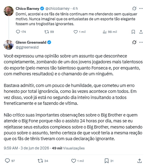 jnascim's tweet photo. Acho que esse aqui é o maior "Meu Deus, não é possível que você não conheça o humor do Chico Barney. Chegou ontem na internet?" que já existiu 🤣 https://t.co/OjASFm6Vy0