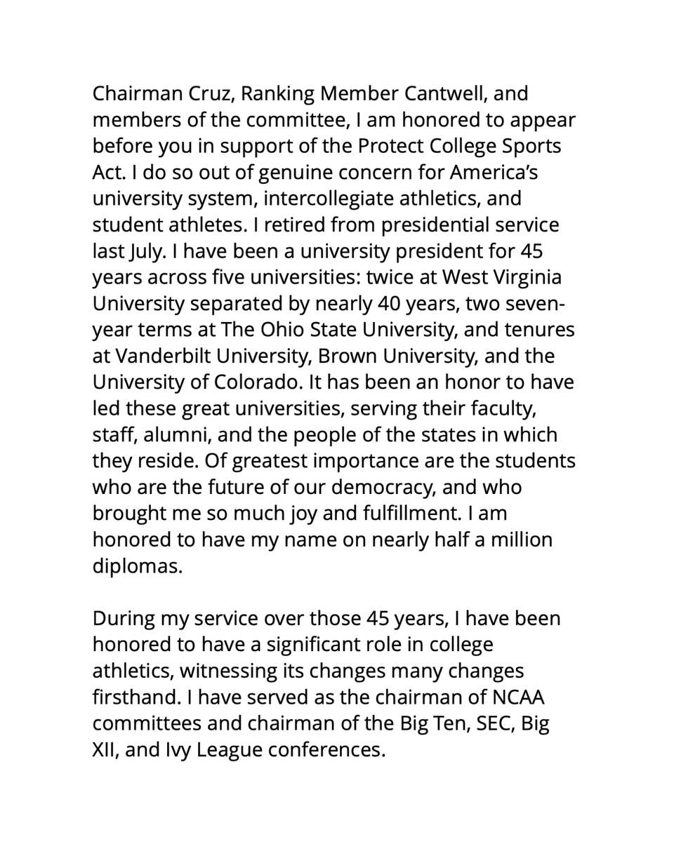 gordongee's tweet photo. This morning, I testified before the Senate Commerce Committee on the Protect College Sports Act. Student-athletes deserve to benefit from their talents and to leave college with the habits and education that prepare them to lead. To protect that opportunity, universities need a stable system with fair rules and the resources to support women’s and Olympic sports. 

I'm grateful to @SenatorCantwell and @SenTedCruz for their bipartisan leadership to save something worth saving.