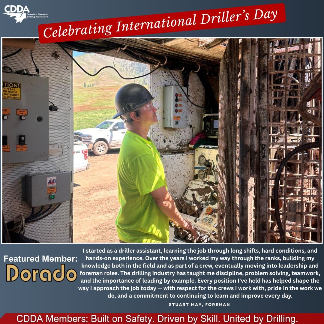 CDDA_ON's tweet photo. The CDDA is also proud to spotlight Stuary May for International Driller’s Day alongside Dorado Drilling.

See Full Story: https://t.co/bMK7j8uflb 

#diamonddrilling #internationaldrillersday #cdda https://t.co/5wghByGyrr