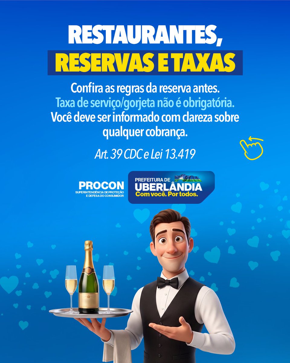 PrefeituraUdia's tweet photo. Vai comemorar o Dia dos Namorados? Fique de olho nestas dicas ✨💙
#Procon | Reservas, couvert artístico, flores, brindes e promoções merecem atenção para que a comemoração seja especial do começo ao fim. Confira as orientações do Procon Uberlândia!
#PrefeituraDeUberlândia https://t.co/PoJQuqrmZc