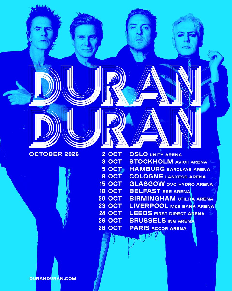 gettothefront's tweet photo. Tour alert!⚡

 🎶 @duranduran announce UK arena tour for this October!

🎟️ #GigTickets on sale Friday at 10am. https://t.co/Mt1fTbzdQj https://t.co/4Hy7eoMUJE