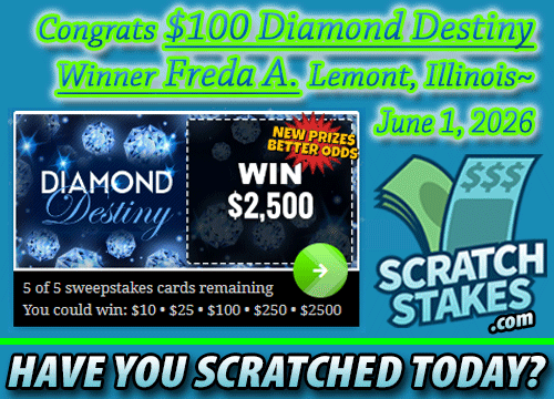 scratchstakes's tweet photo. 💎Congrats, $100 Diamond Destiny Instant Cash #Winner, Freda H. of Lemont, Illinois!💎

🤑Play 80 FREE #scratchoffs, #win FREE Instant Cash up to $25,000!
🔓Unlock the Mystery 6 Bonus up to $20K!

🤔Have you scratched today?
👉 https://t.co/LMUHvqBhW4 https://t.co/hLYpo9h5ru
