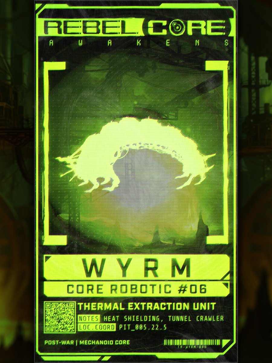 atomswitch's tweet photo. Deep underground, in the scorching magma tunnels of the Pit lives the 6th Core Robotic, WYRM!

A Post-War Mechanoid Core, it has never interacted with humans, only ever knowing a world run by machines.

#RebelCoreCards #RebelCoreAwakens #indiegame #gamedev #worldbuilding https://t.co/mK7ctRM8In