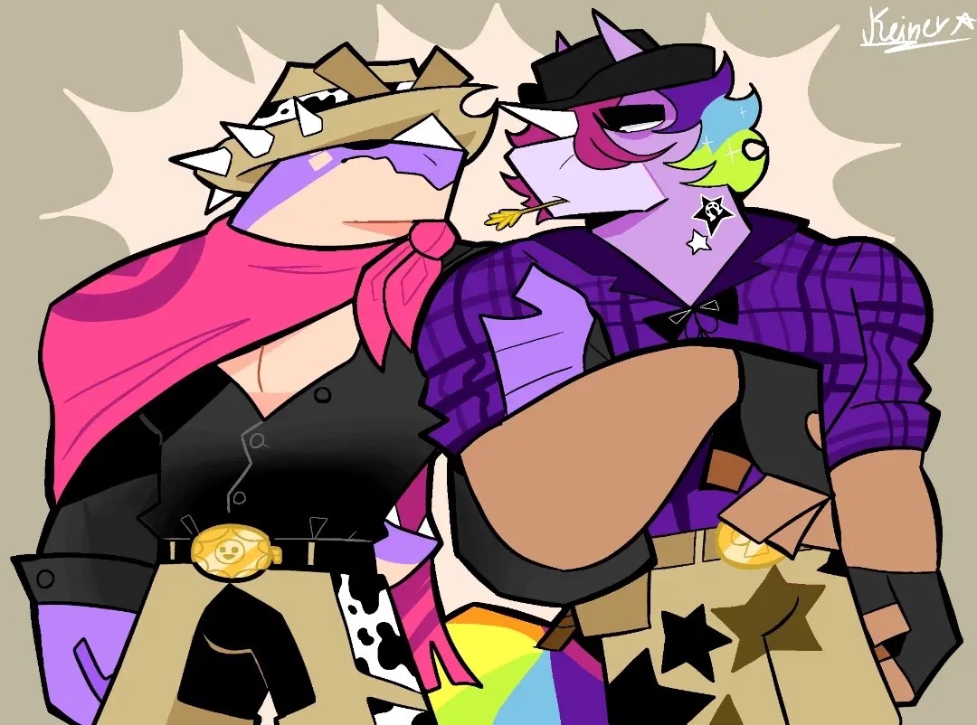 KeinerMuoz9's tweet photo. Berry y pierce con trajes de vaqueros #berry #brawlstars #brawlstarsberry #berryxpierce #pierce #brawlstarspierce https://t.co/1lmwnMaDDj