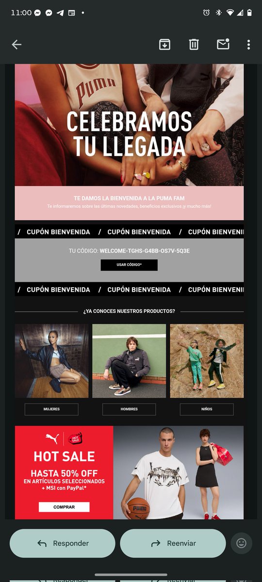 Goiz's tweet photo. @PUMAmexico Quise usar el cupón que me mandan a mi correo por suscribirme desde su página pero no me aplica, ni modos 😔, el detalle es que me solicitaron mis datos, hay forma del datos de baja @Profeco https://t.co/1M8grnv2h9