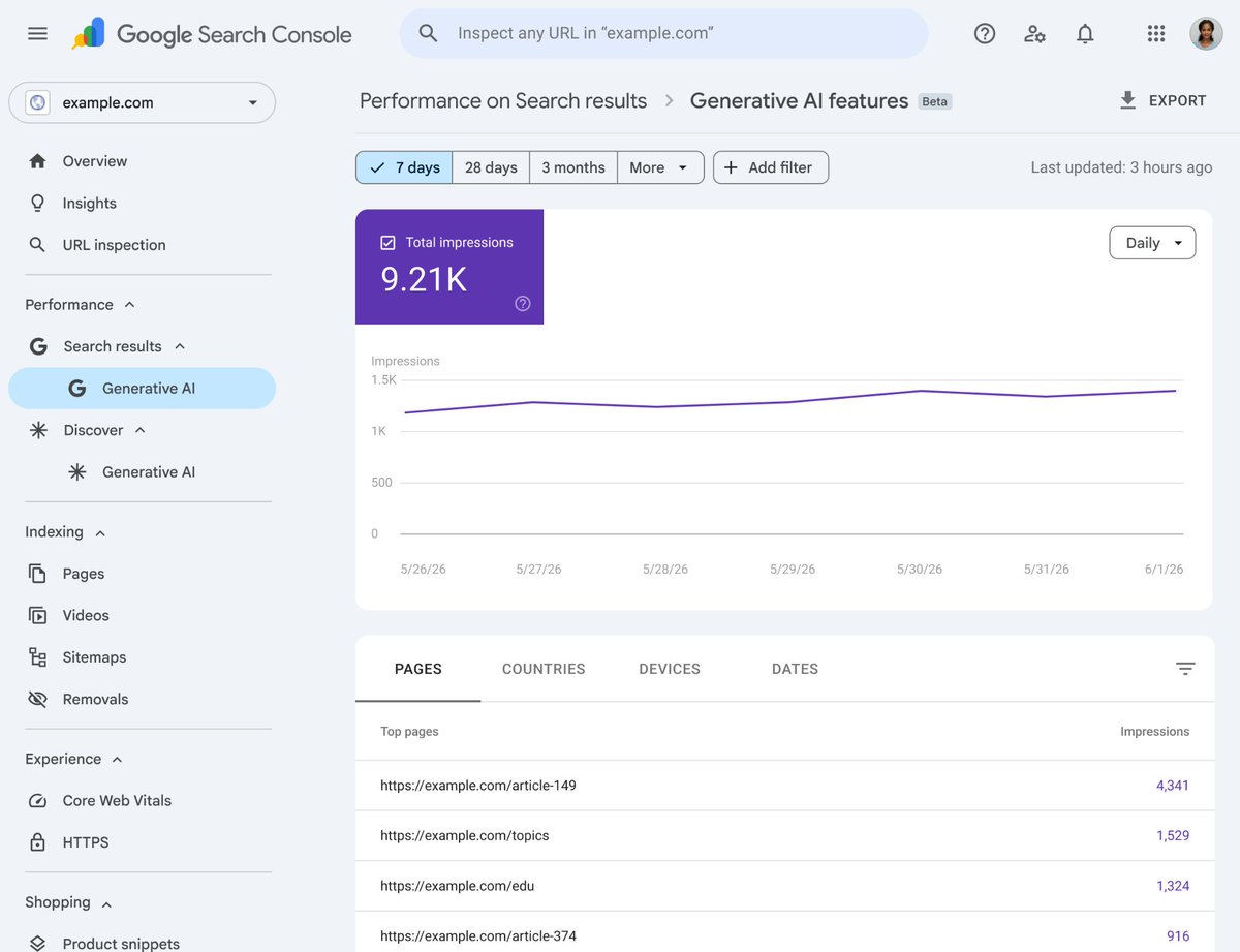 ramayabdullah0's tweet photo. Finally: Introducing Search Generative AI performance reports in Search Console

Who is also excited for this primary GSC AI visibility tracking?
Now, we'll have first hand data to optimize website content for better AI Ranking.

Google came late than Bing but good shot!!!
#AISEO https://t.co/15Z2XMkyFo