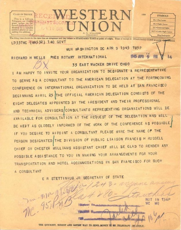 TruCheetos's tweet photo. When is everyone gonna talk about Rotary and their involvement in the creation of the UN? 
#breakthewheel https://t.co/wETD3VjFCp