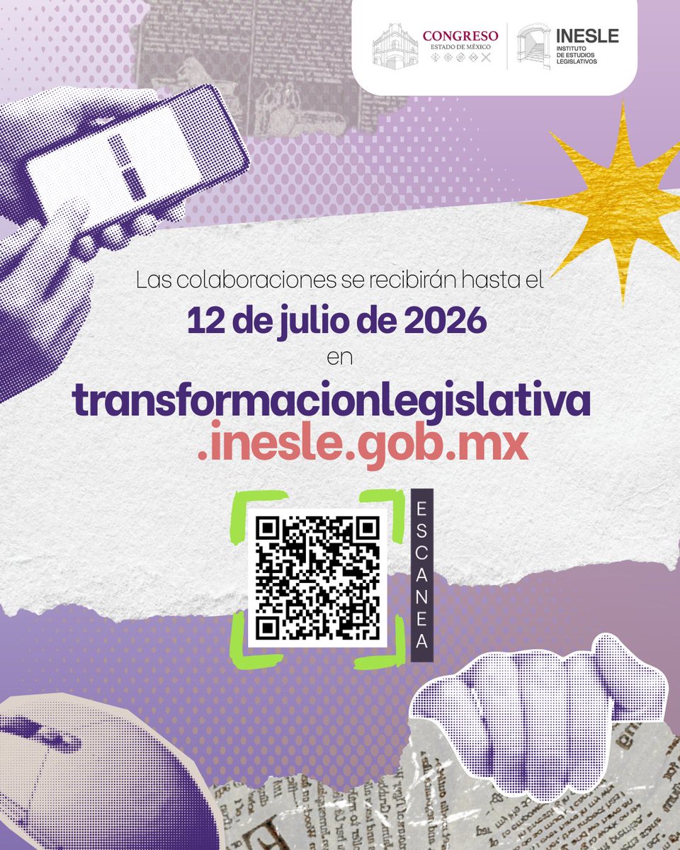 InesleMX's tweet photo. 🟣 Transformación Legislativa amplía el plazo para proponer artículos que serán incluidos en el número especial “Resistencias y retos de las mujeres y las problemáticas de género”.

📢Esperamos tu trabajo ¡Ahora la fecha límite será el próximo 12 de julio! https://t.co/S8M6jY7RZV