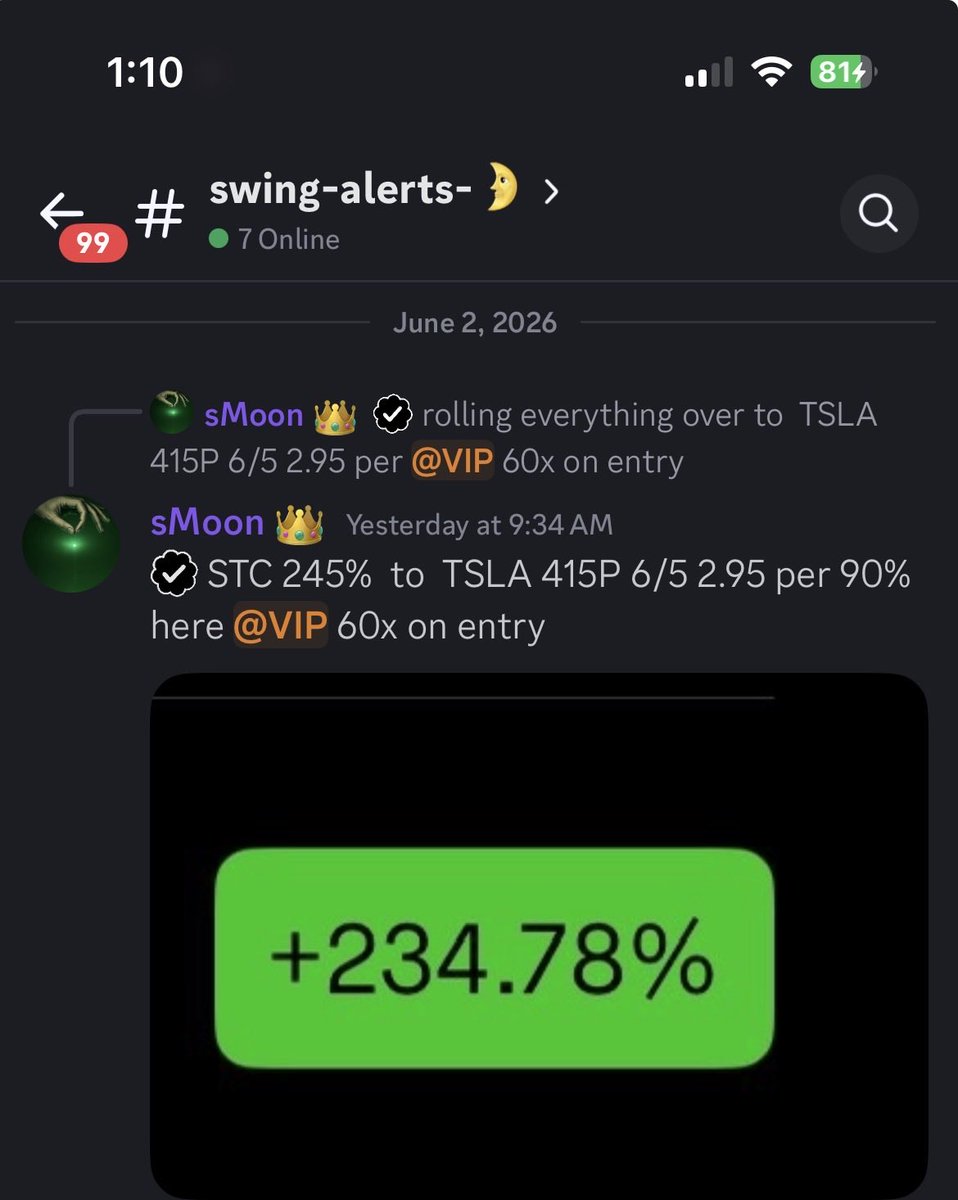 sMoontrade's tweet photo. $TSLA 250% 

Trade from 6/2 

$AMD $NVDA $SMH $TSM $INTC $SPY $QQQ $BTC $ETH $MSTR $MARA $RIOT $HUT $AMAT $CRWD $LI $RIVN $NIO $COIN $AVGO $DOGE $AMC $CVNA $ASML $ADI $AMC $GME $SMCI $VRTX $LOVE $LLY $MELI $TQQQ $SPX $SWTX $ https://t.co/6Nvi8tVXas