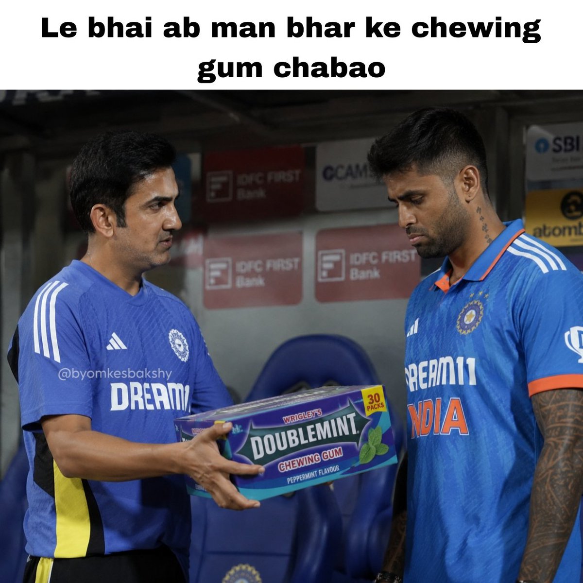 byomkesbakshy's tweet photo. BCCI after removing Suryakumar Yadav from the captaincy . 🗣️🫧 https://t.co/L2Q8YZXp5b