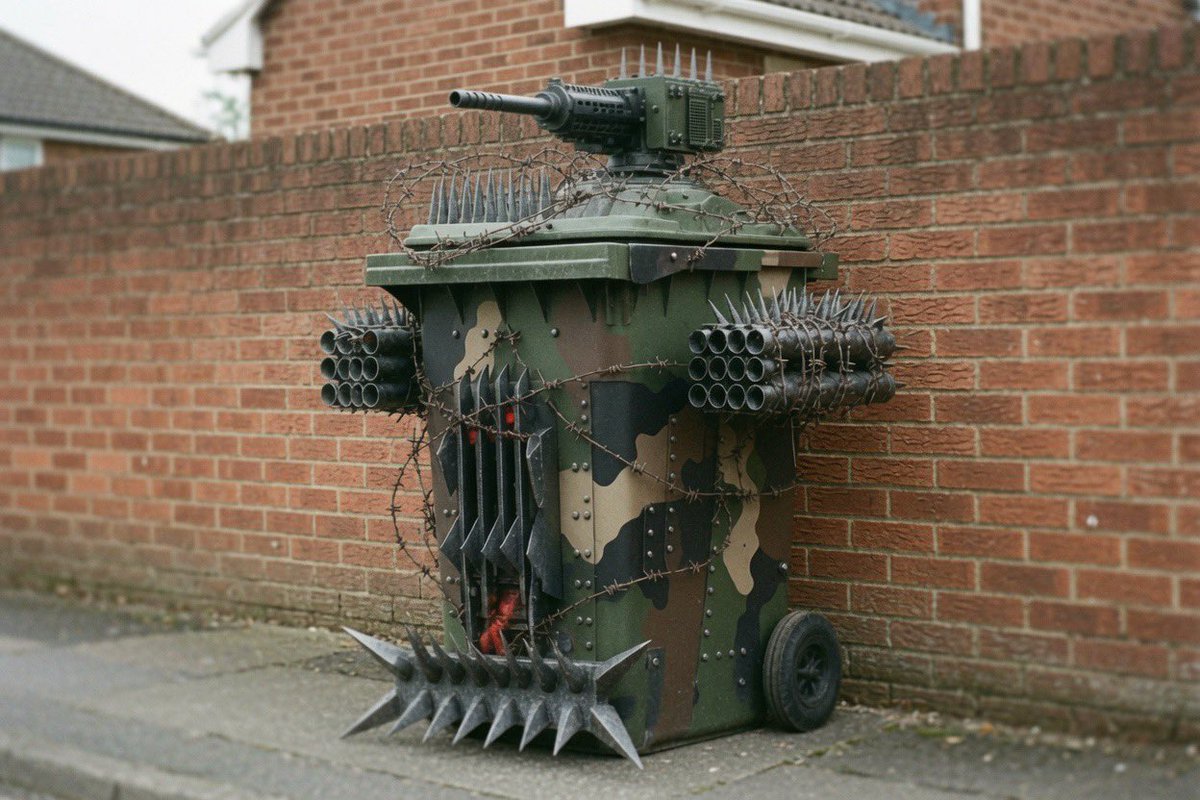 drhingram's tweet photo. Upgraded my wheelie bin in case the riots come to Birmingham https://t.co/VXakneRS4Y