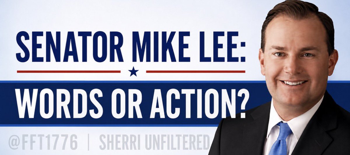 FFT1776's tweet photo. Serious question: 

What has Senator Mike Lee actually done besides posts and videos on X?

Has he stepped up and publicly rallied 4 other senators to start the process of replacing Thune as Majority Leader?

One strong voice can demand a GOP conference meeting and force the issue.

I can’t sit back and read posts on X or watch performative videos.

Are we being played by Senator Lee?  Is the entire Congress in on the sham?