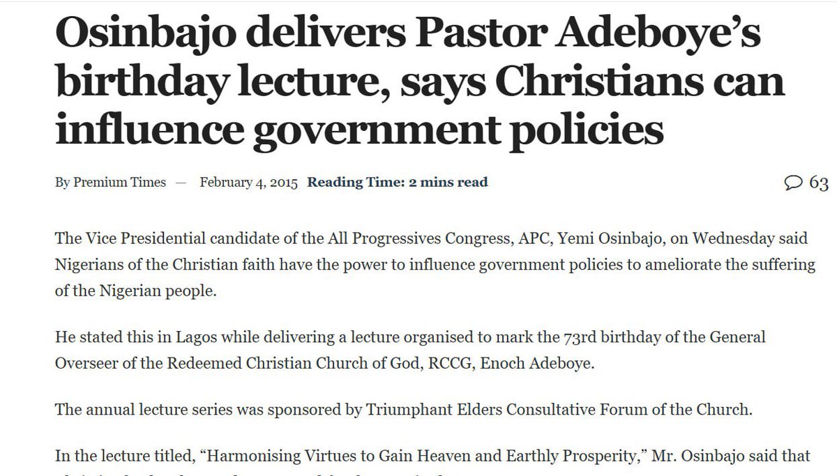 Nele_Copywriter's tweet photo. For lack of doubt, I said I should confirm.

In February 2015, for the first time, instead of the general oversee to celebrate his birthday through HolyGhost service, APC vp aspirant delivered a guest lecture.

https://t.co/gsu3cODL2Q https://t.co/EU6XwPZGUq