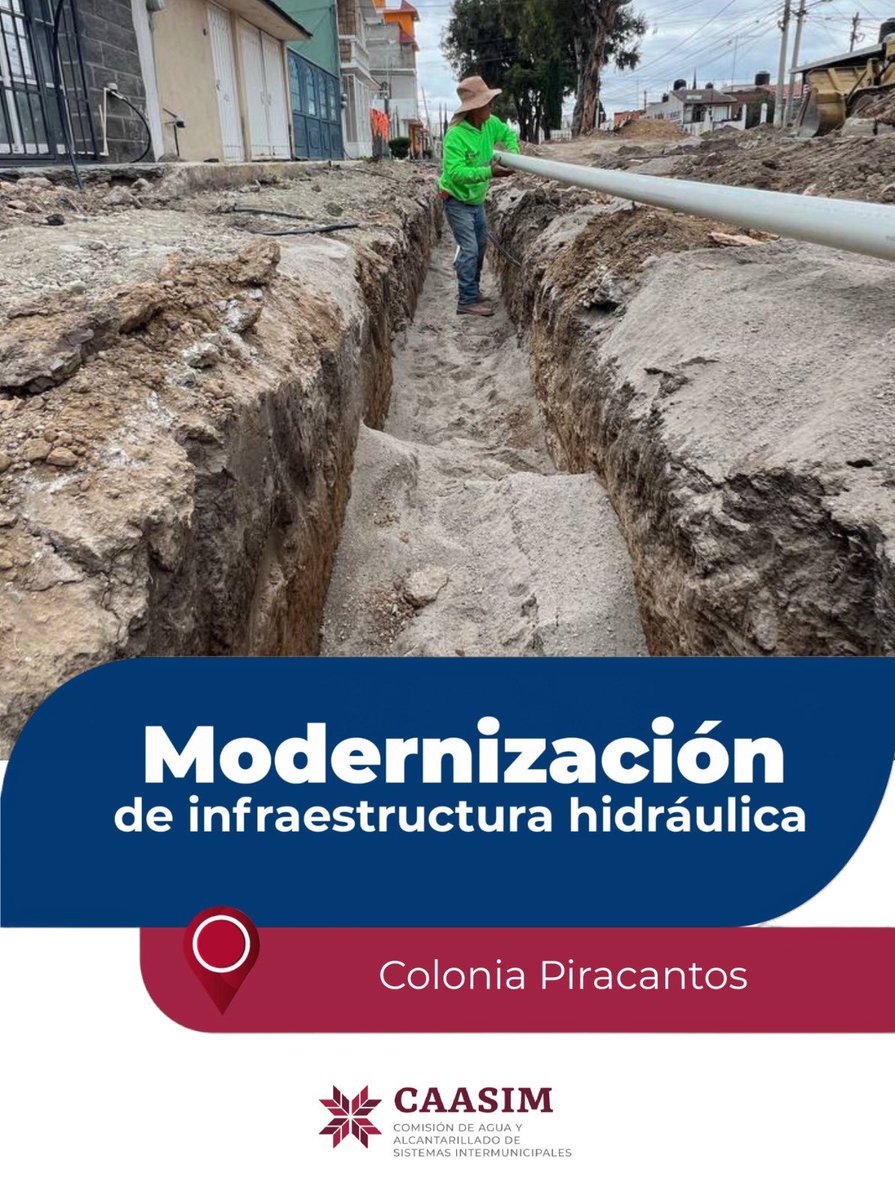 CAASIM's tweet photo. ¡Seguimos fortaleciendo la infraestructura hidráulica para brindar un mejor servicio a la ciudadanía! 🛠️✅

Como parte de las acciones de modernización 🚰 de la red de agua potable, personal especializado 👷‍♂️ llevó a cabo la sustitución de 240 metros de tubería de 3 pulgadas de https://t.co/pENKKt5owr