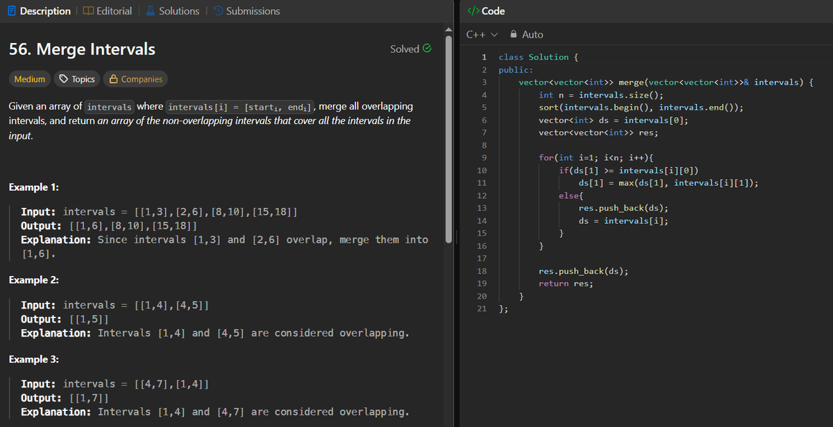 aniketinTech's tweet photo. Day 3 of #SDESheetChallenge
@striver_79 
@takeUforward_ 

Today's progress:
Rotate Image (Transpose + Reverse Technique)
Merge Intervals
Merge Sorted Array (Two Pointers)

#DSA #LeetCode #100DaysChallenge #SoftwareEngineering #100DaysOfCode https://t.co/QpcCcCfUWu
