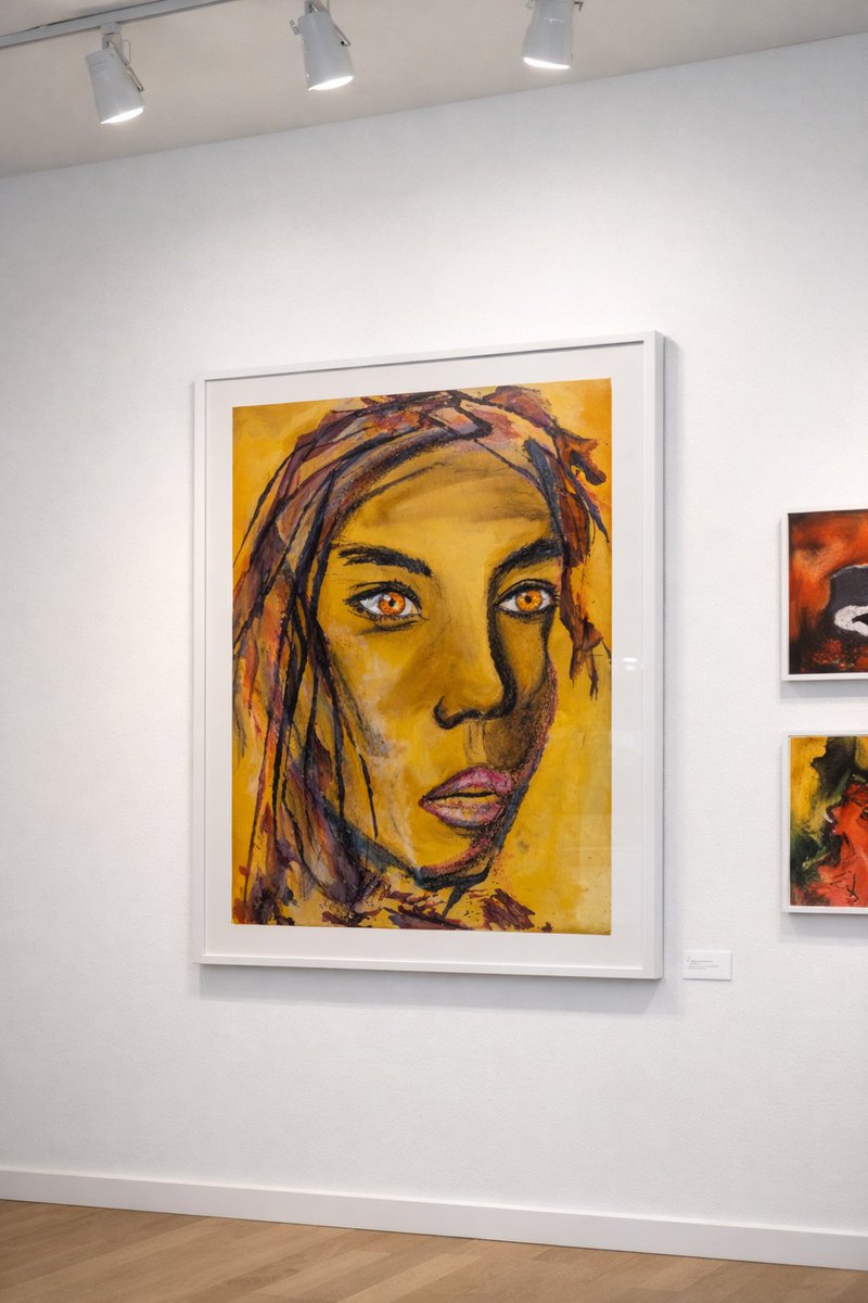 dlrchantal's tweet photo. "Solar Gaze" :)
Technique: Watercolor and acrylic with palette knife on photo paper.
A vital, almost primitive energy, where matter becomes emotion.#MixedMediaArt #KnifePainting #ExpressiveArt #ContemporaryArt #IntenseGaze #VibrantArt #EmotionalArt #RawArt #ArtBrut #delari https://t.co/a32ZhiShZ1