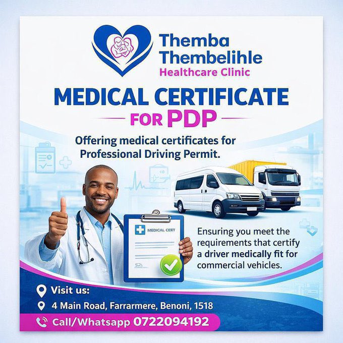 D_RejectedStone's tweet photo. Do you need a medical certificate for your professional driving permit (PDP)? Come let us help you! https://t.co/PE6hmV4oil