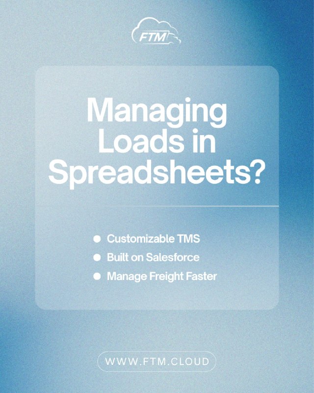 FreightTransMgr's tweet photo. If your loads are still being managed in spreadsheets, you're probably spending more time updating data than moving freight.

See how FTM helps teams keep everything in one place.

Book a demo: https://t.co/1QgsPct5ta https://t.co/XVbbTnjNTL