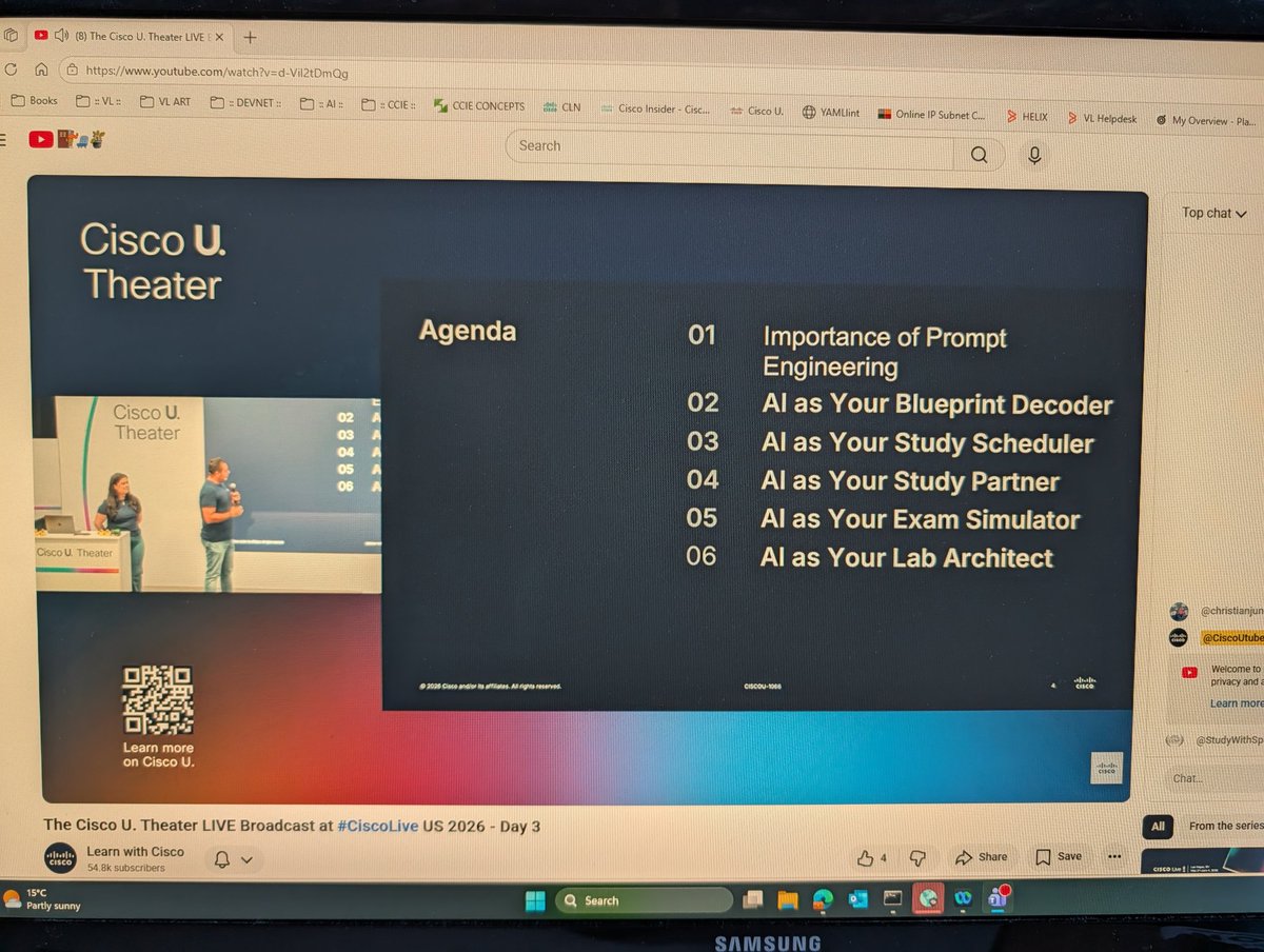 theVPNbloke's tweet photo. Up next in the #CiscoU theatre -  @Kareem_isk and Yasmeen Seddeek outlining how to leverage AI to successfully pass your certification exam.

This one will be a game changer 😃 
 
#CiscoLive @CiscoLive https://t.co/lxdGT6KJbr