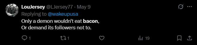 LynPosts1312's tweet photo. @LJersey77 @notafreemason “And the pig, because it parts the hoof and is cloven-footed but does not chew the cud, is unclean to you. You shall not eat any of their flesh, and you shall not touch their carcasses; they are unclean to you.” Leviticus 11:7-8 https://t.co/SiIZ1BGybe