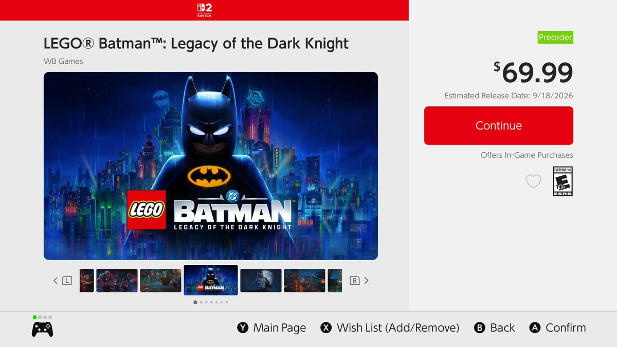 ContraNetworkHD's tweet photo. LEGO Batman: Legacy of the Dark Knight will be released on November 18, 2026, for Nintendo Switch 2.

Trailer:
https://t.co/oL8FpDUivp

Pre-order now:
https://t.co/A5YJiAdeNf https://t.co/54UvOEdm9Z