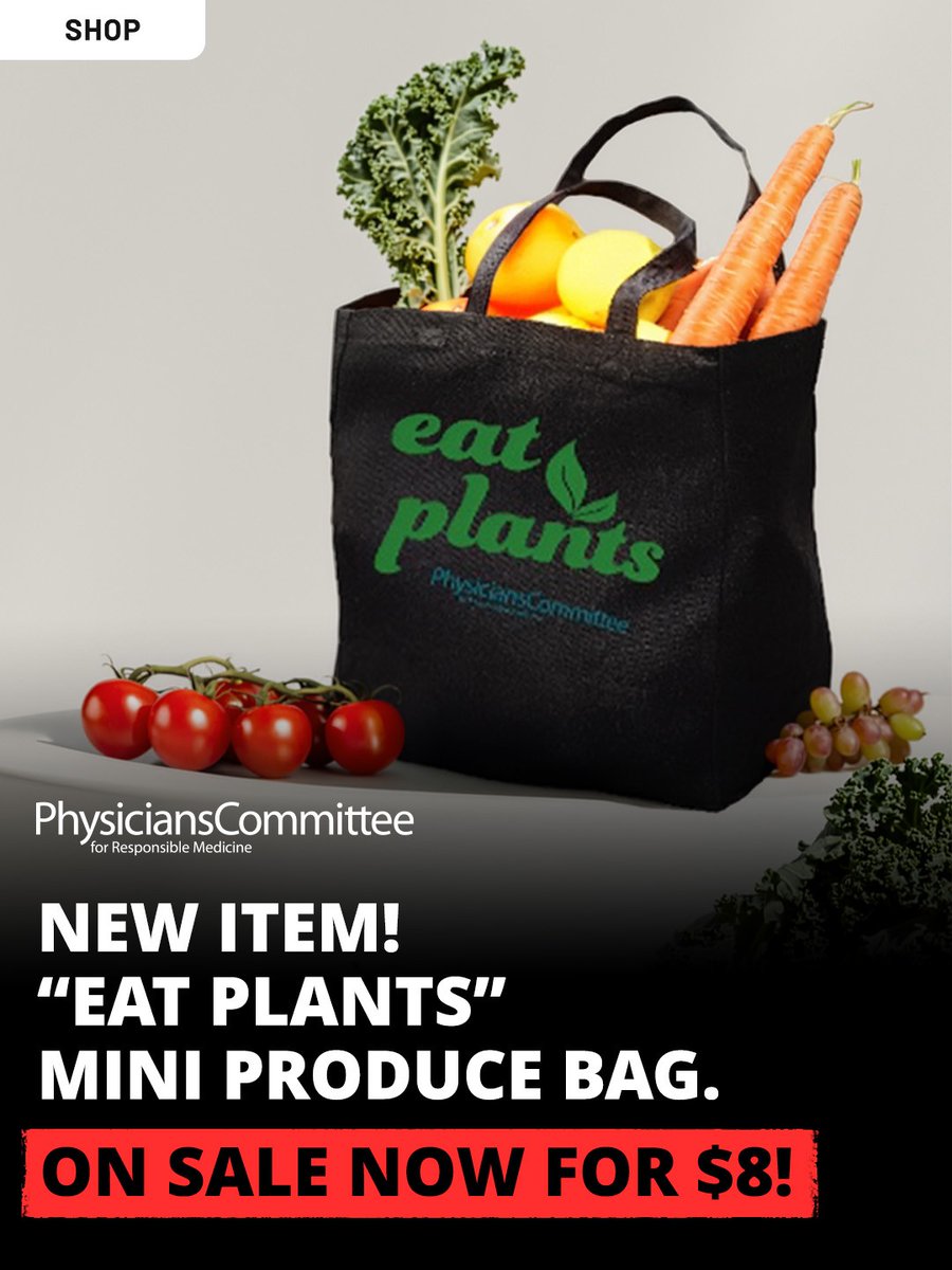 PCRM's tweet photo. Farmers market season is here, and we have something new for it.

Our reusable "Eat Plants" Mini Produce Bag is designed to keep your produce fresh, cut down on plastic, and bring a little plant-powered intention to every market run.

Shop the Physicians Committee store today!
https://t.co/6AwCzn4EpF