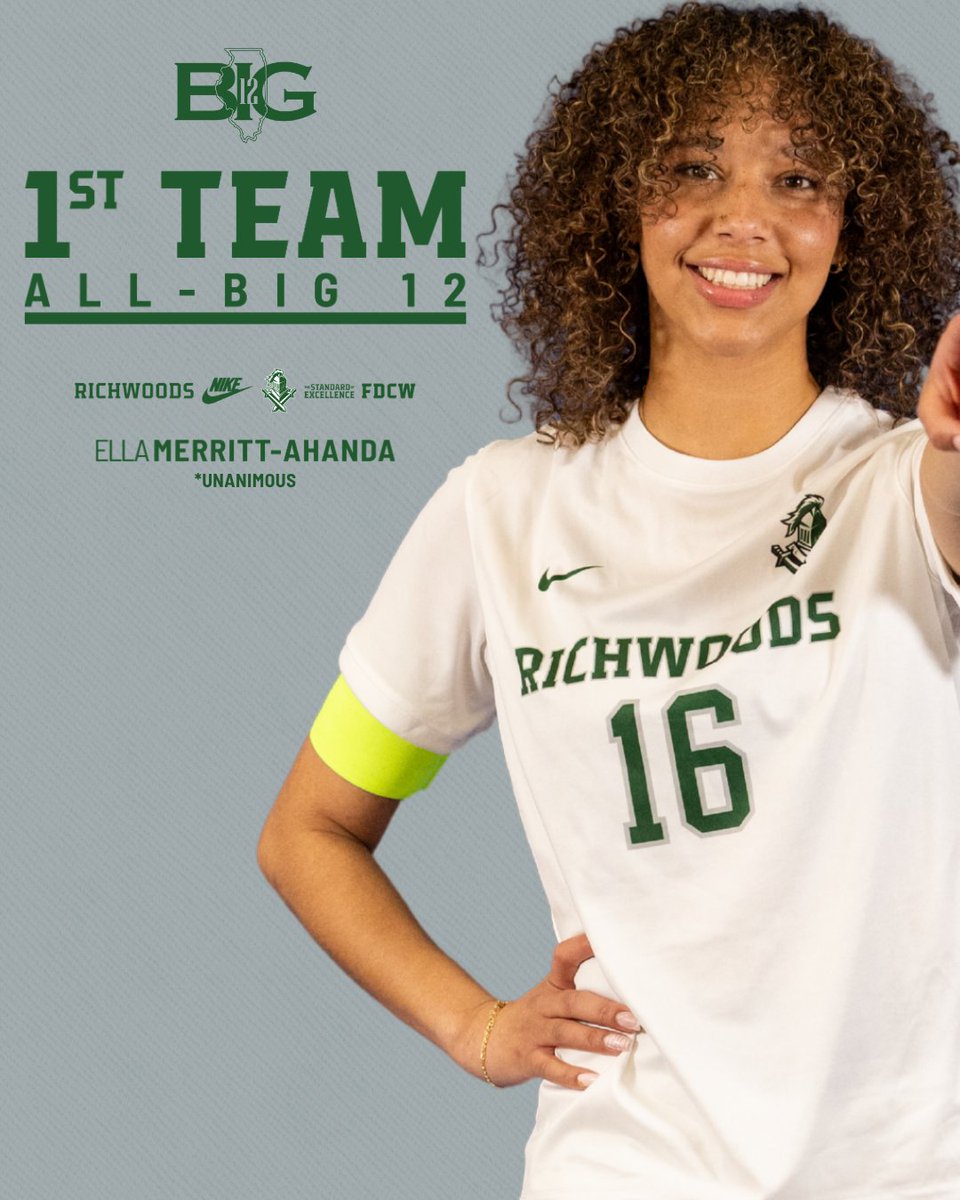 Richwoods_HS's tweet photo. BIG 12 ALL-CONFERENCE GIRLS SOCCER
Ella Merritt-Ahanda, First Team (unanimous)
Kuper Smith, Second Team
@DelaneyGK2027, Second Team
@acosia_morris, Second Team
cc: @RHSknightssocr
#FDCW | #weRrichwoods | #TheStandardOfExcellence https://t.co/rE4TYLag1k