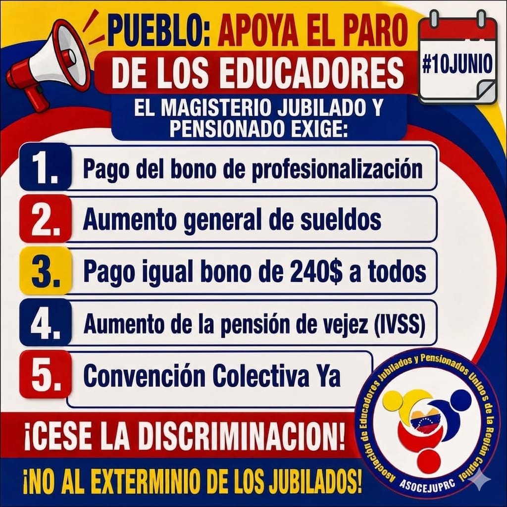 Asocejuprc's tweet photo. Educadores jubilados solidarios con el PARO NACIONAL DEL #10Junio https://t.co/ZE8Ll9i2ck
