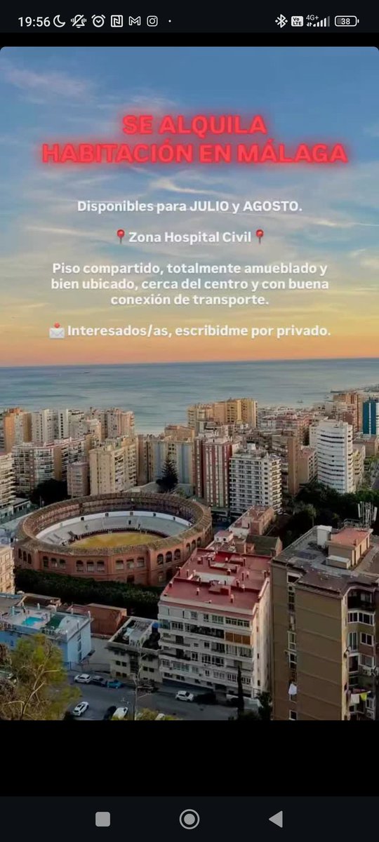 miguelvinoos's tweet photo. Alquilo habitación para Julio y Agosto en Málaga, 300€/mes al lado del centro.
Busco gente entre 22 y 30 años y con buen rollo
Si te interesa escribeme:)  Insta: @miguelvinoos 
#pisomalaga #alquilermálaga #habitacionmálaga https://t.co/odl2GJZmwk