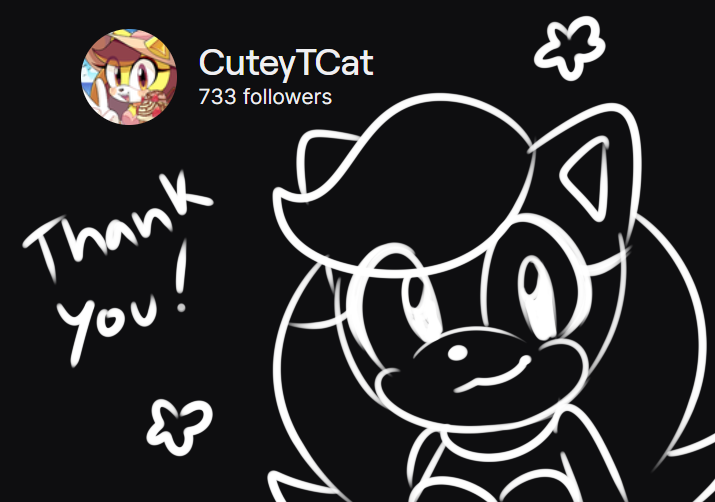 CuteyTCat's tweet photo. Before I fully go on Hiatus
I just want to say Thank you for 700 on Twitch!
I'll host the next art raffle once I get back!! ^^ https://t.co/W4RiObXAiA