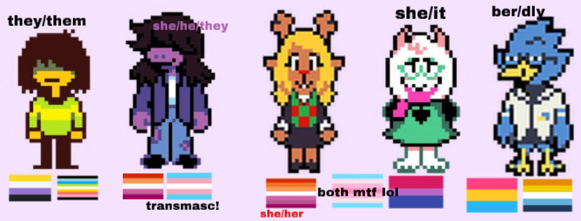 lostboy1225's tweet photo. Happy pride!!!! Here are my headcanons #deltarune #DELTARUNE https://t.co/q9ghNluob1