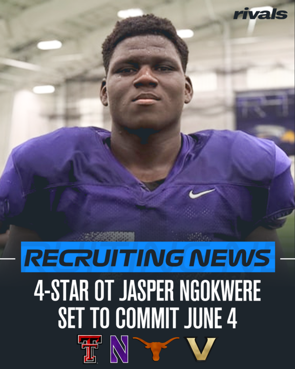 samspiegs's tweet photo. NEWS: 4-star OT Jasper Ngokwere is set to announce his college commitment tomorrow, he tells @Rivals 

Texas Tech, Northwestern, Texas, and Vanderbilt are finalists for Ngokwere, and a new contender is surging late in his recruitment

Intel: https://t.co/PRZs8dn97w https://t.co/bZig3J0feU