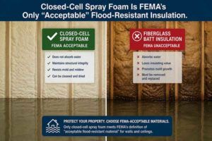 MasterPackCA's tweet photo. FEMA recognizes closed-cell spray foam as the ONLY acceptable flood-resistant insulation for walls and ceilings.

✅ Resists water
✅ Helps prevent mold
✅ Maintains performance after flooding

Learn why: https://t.co/9KrVCoLevJ

#SprayFoam #FloodProtection https://t.co/Vo5kHgtKew