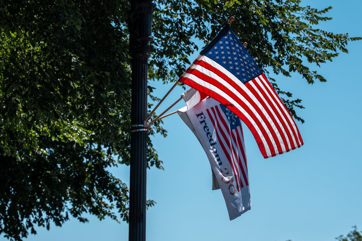 PenguinSix's tweet photo. Freedom 250 flags and merchandise carts have arrived on the National Mall. Freedom 250 is the President Trump established entity to celebrate the nation's 250th birthday, not America 250, the Congressionally-established entity for that same purpose. https://t.co/hWt0V58vuD