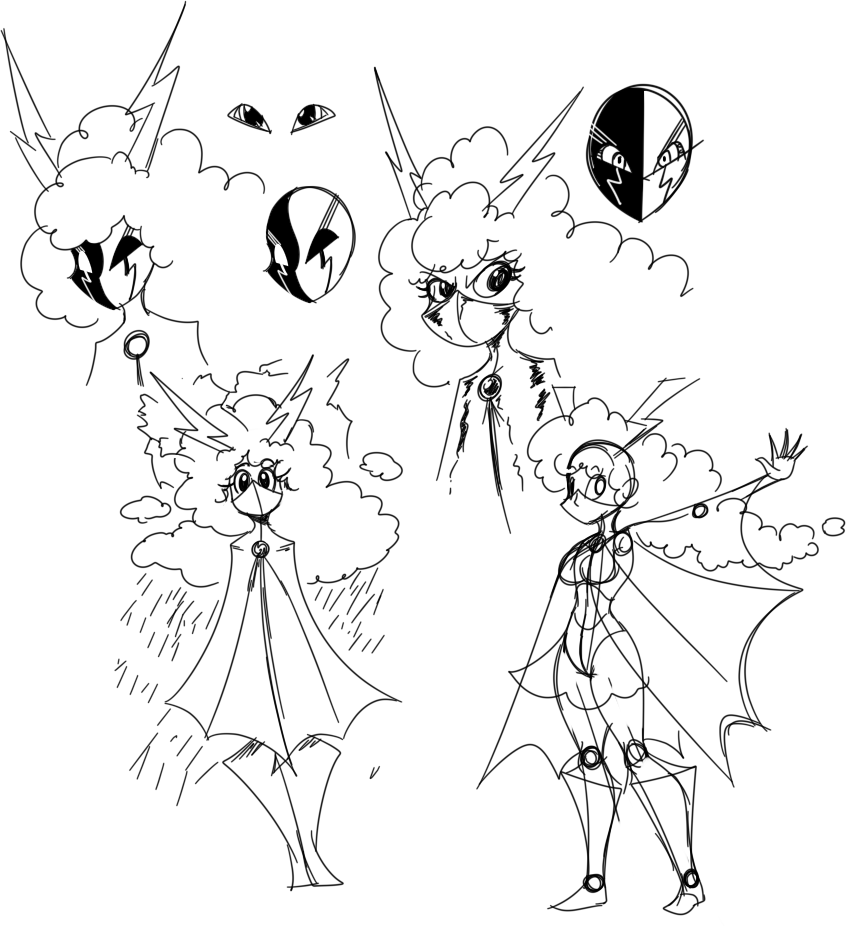 Dstroarts's tweet photo. Doodles of a superheroine with weather powers I recently came up with https://t.co/XZODn1NUbV