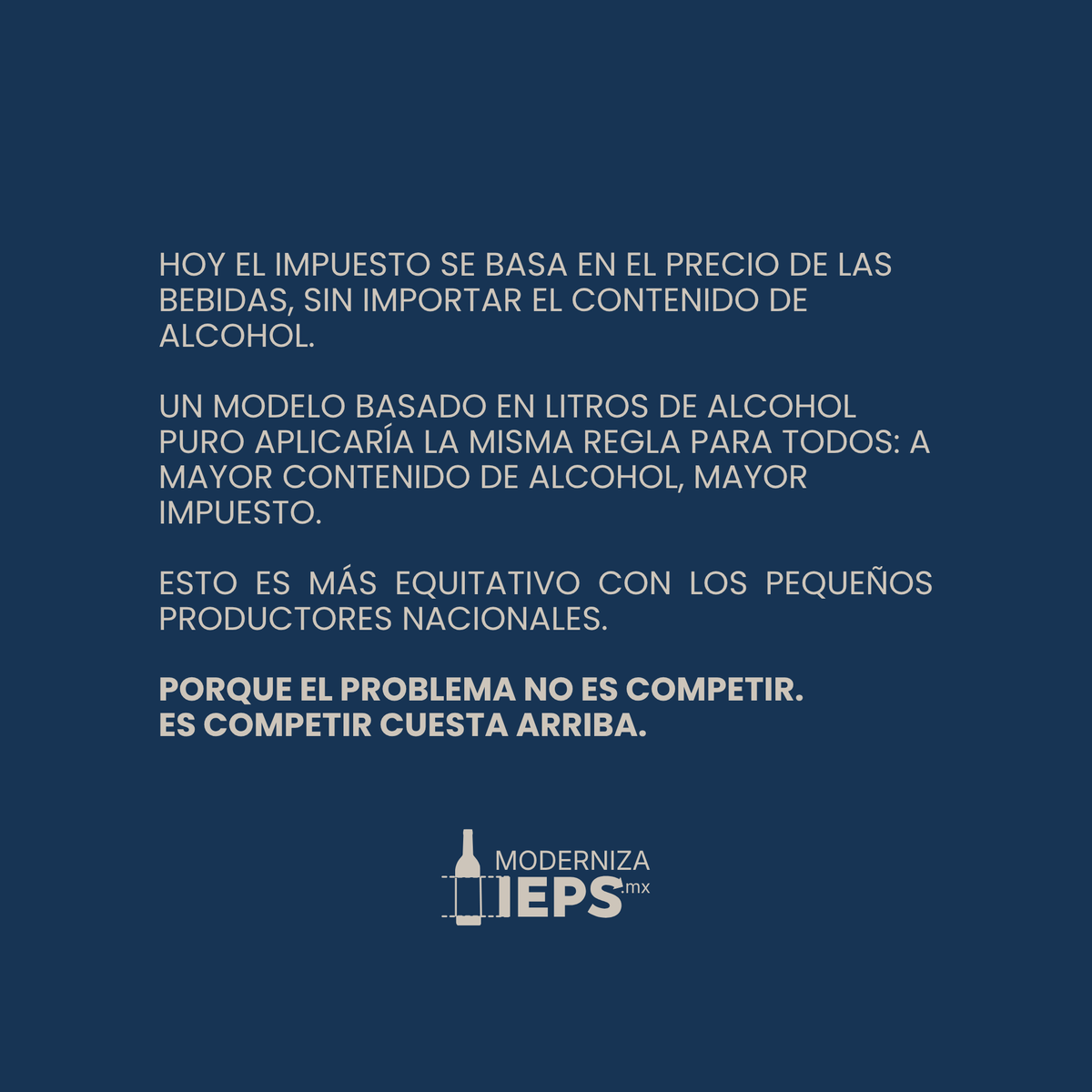 ModernizaI's tweet photo. Hoy México le abre la cancha al mundo. Y en el fútbol todos entienden algo básico: el terreno tiene que estar parejo. Fuera del estadio todavía no. 

Hoy en día, el IEPS se cobra por precio y no por alcohol, e inclina la cancha contra lo que se produce aquí. Si jugamos parejo allá, juguemos parejo acá.

Conoce más https://t.co/TrzJCrCZ5Z

#ModernizaIEPS
