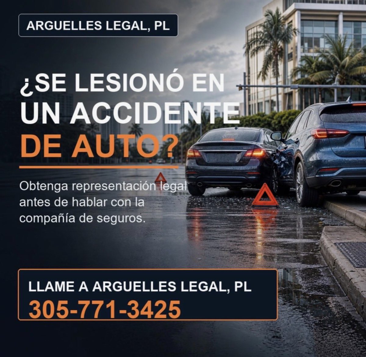 ArguellesLegal's tweet photo. ¿Lesionado en un accidente de auto? No enfrente a la compañía de seguros solo. 

Las decisiones que tome inmediatamente después de un accidente pueden afectar su caso. Permita que nuestro equipo proteja sus derechos y le ayude a obtener la compensación que merece.

📱Llámenos hoy https://t.co/T4FACGOYpp