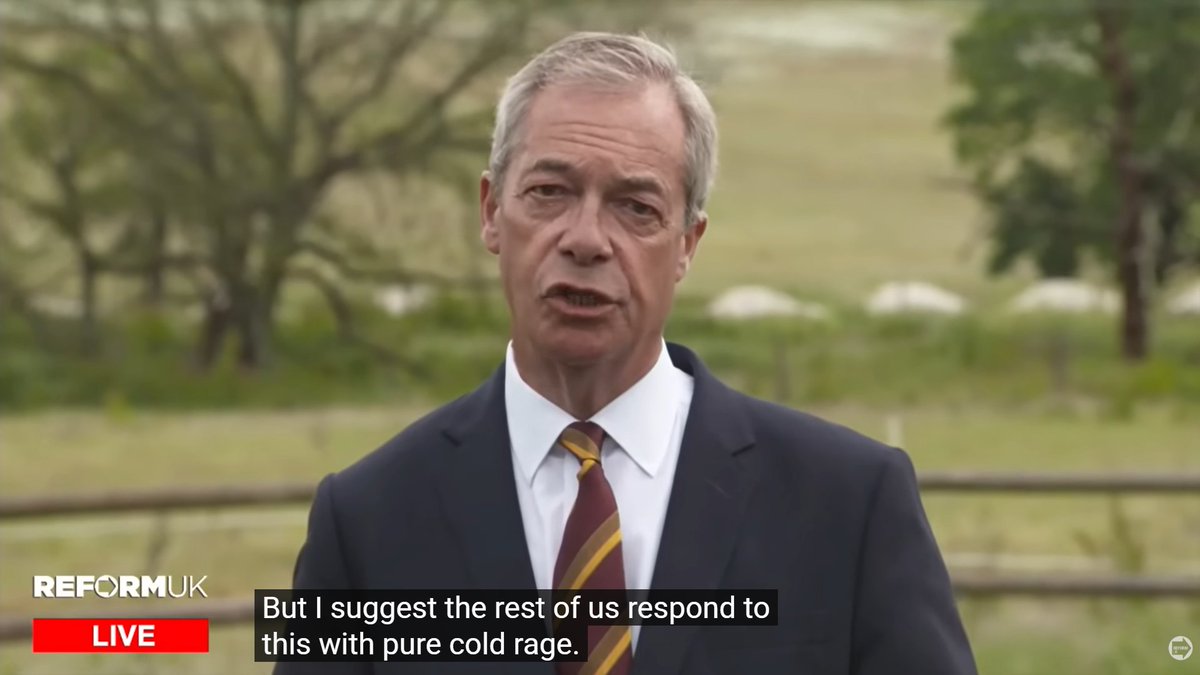 bolsh3vik's tweet photo. Farage's rhetoric in response to the murder of Henry Nowak has shifted notably to the right.

Raising slogans like "white lives matter", railing against "anti-white discrimination", and calling on people to "respond with pure cold rage" to this tragedy – which can only be interpreted as a call for violent unrest – are a step up from what came before.

Farage has, of course, never shied away from sowing racist division, but he usually does it in a more subtle, dog-whistle fashion – eager to distance his party from the far right and its street movement, and to keep his more 'respectable' brand of reaction untarnished.

What can explain this lurch?

Firstly, Reform has lost some of its anti-establishment edge – now that it has ditched its left-sounding talk about nationalisation, welcomed Tory careerists into its ranks, and enacted austerity policies in the councils it controls. This explains the party's plateau and relative drop in the polls in the past couple of months – although it is still miles ahead of its rivals.

Reform needs something to fill that vacuum – and ramping up the extent and intensity of its culture-war politics is the obvious first choice for a reactionary like Farage. This is, by the way, something that we predicted months ago in The Communist.

Secondly, Reform is likely feeling pressure from Rupert Lowe's Restore Britain. Though they are a relatively small, fringe outfit, there are polls that suggest that a split right-wing vote might end up costing Reform the nationally-significant Makerfield by-election, which would be another hit for Farage.

I don't think that Restore is in a position to become a significant electoral force any time soon – that would take huge events. But they are evidently becoming significant enough to be a persistent thorn in Farage's side.

They could end up acting upon Reform in the same manner as Farage's UKIP did upon the Tories back in the 2010s: a small pressure group that can pull its rival rightwards. In that sense, they could become nationally significant, without gaining, or needing, much of an electoral foothold.

Farage is playing with fire. Not only is the inevitable violence whipped up by his provocative comments going to self-sabotage his pro-establishment overtures and tarnish his 'respectable' image – but this kind of odious nativism and overt racism is not going to impress a chunk of Reform's electoral base, who aren't interested in this culture-war nonsense.

If last night's riot spirals into a summer of unrest like we saw in 2024, Farage is going to be left in a very difficult and uncomfortable situation, having helped spawn a movement that will divide the nation, and likely the ranks of his own party and base. That's his cross to bear.