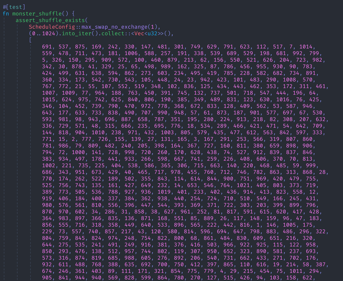 real_philogy's tweet photo. pretty confident my compiler won't stack too deep 😁

1024 => 1024 value shuffle artificially limited to at most a swap depth of 1 and it still works https://t.co/WUnWktqbYw