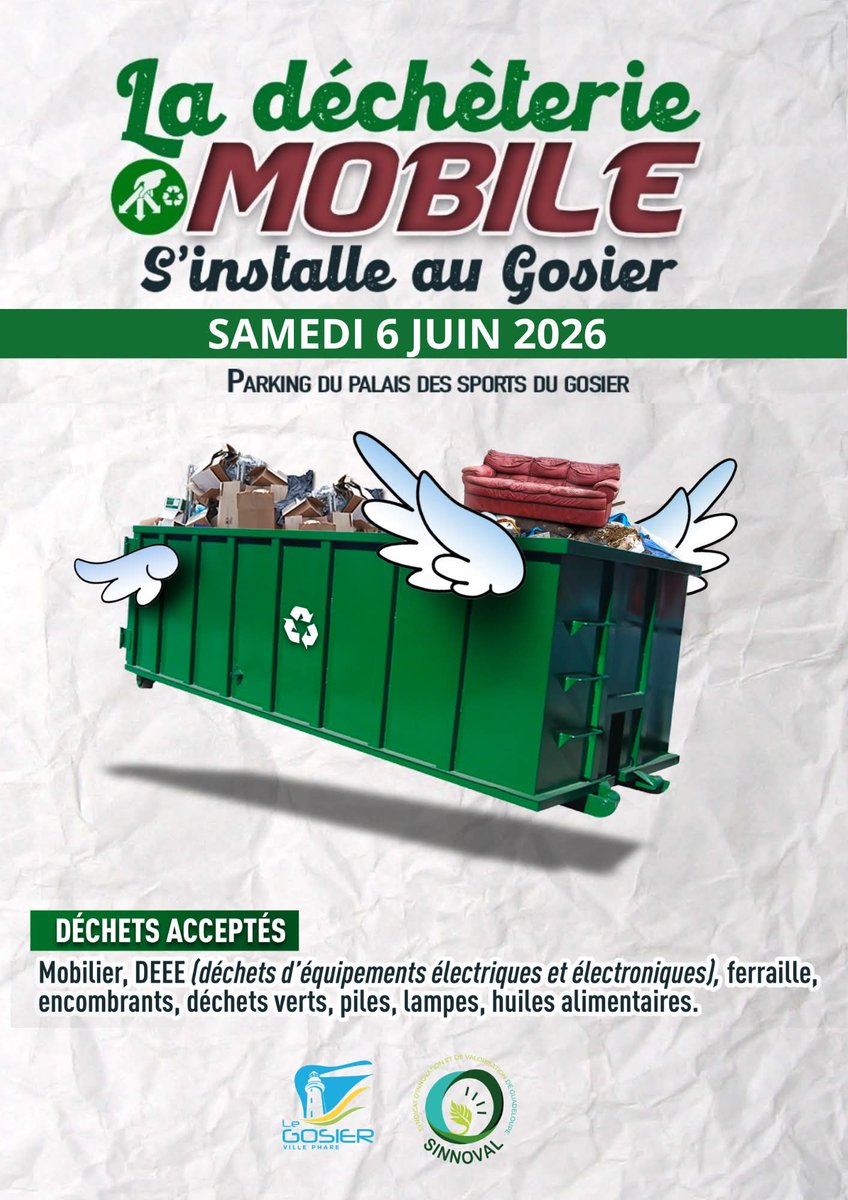 sinnoval_off's tweet photo. 📍 RDV ce samedi 6/06 pour profiter de la déchèterie mobile !

De 7h à 13h, tous les 15 jours sur le parking du PDS de la @VilleduGosier pour vous permettre de vous débarrasser facilement de vos déchets ♻️ https://t.co/2vWraoA9zi