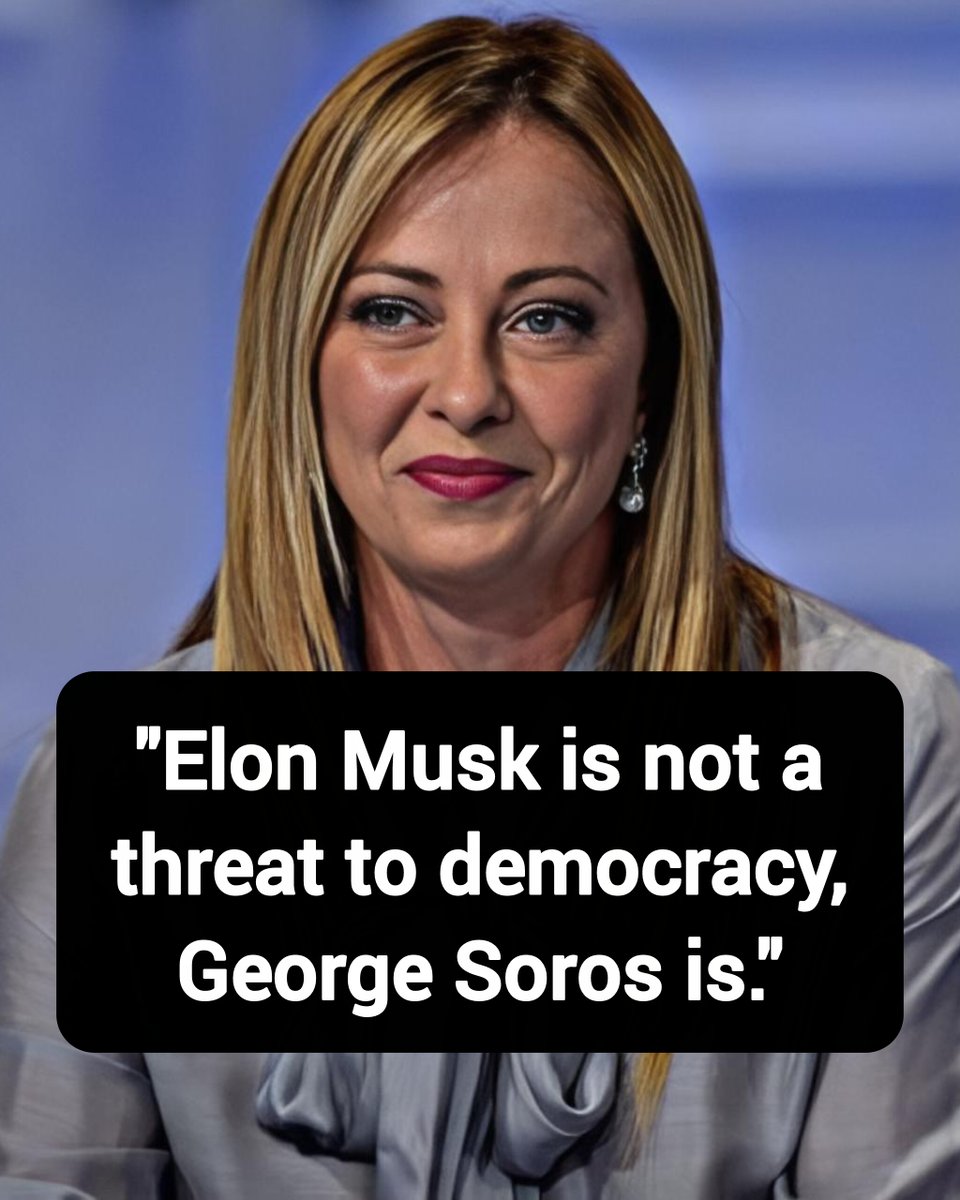 DavidJHarrisJr's tweet photo. Giorgia Meloni: "Elon Musk is not a threat to democracy, George Soros is."

Thoughts? https://t.co/C1ZA17HJiJ