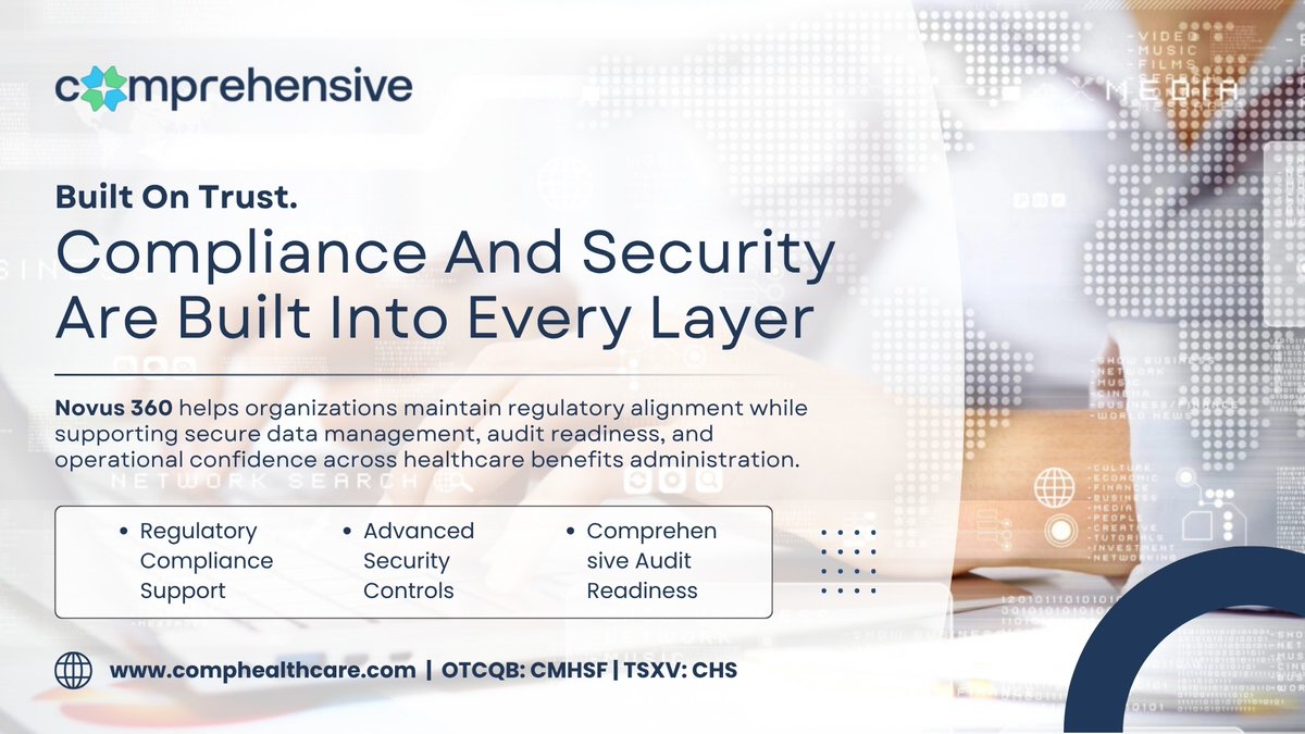 MiningDiscovery's tweet photo. In healthcare administration, trust is built on more than operational performanceit requires strong compliance, secure data management, and audit-ready systems.

@comphealthcare_ Novus 360 platform is designed to help organizations navigate complex regulatory requirements while supporting secure workflows, operational oversight, and data integrity across benefits administration.

As healthcare organizations continue modernizing critical infrastructure, solutions that prioritize compliance, security, and scalability are becoming increasingly important to long-term operational success.

For more information visit at https://t.co/R5bUR0dpIc

#HealthTech #HealthcareTechnology #HealthcareAdministration #ComplianceManagement #DigitalTransformation