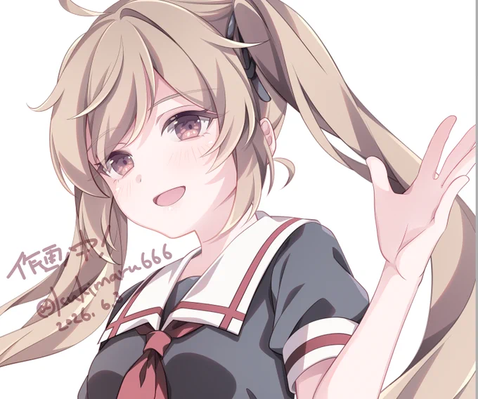 はいは～い、お待たせ! 村雨ちゃん描いてる!