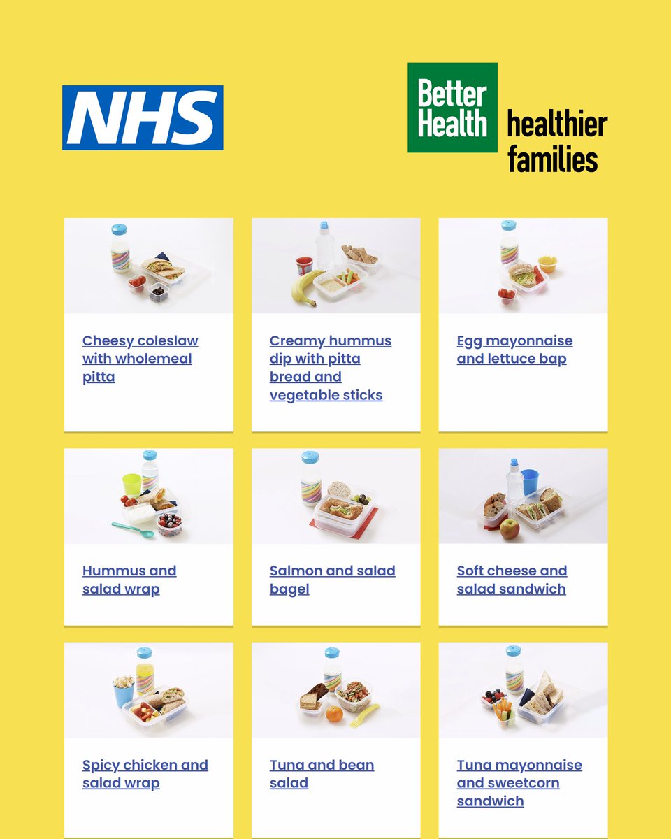 TeethTeam's tweet photo. Packed lunches can feel a bit repetitive. And finding options that are both healthy AND something kids will actually eat is even harder!!

Luckily, the NHS has some great ideas: https://t.co/brHAYUIpBL 

#dentistry #school #childrenshealth #family #kids https://t.co/s7KFNG2roH