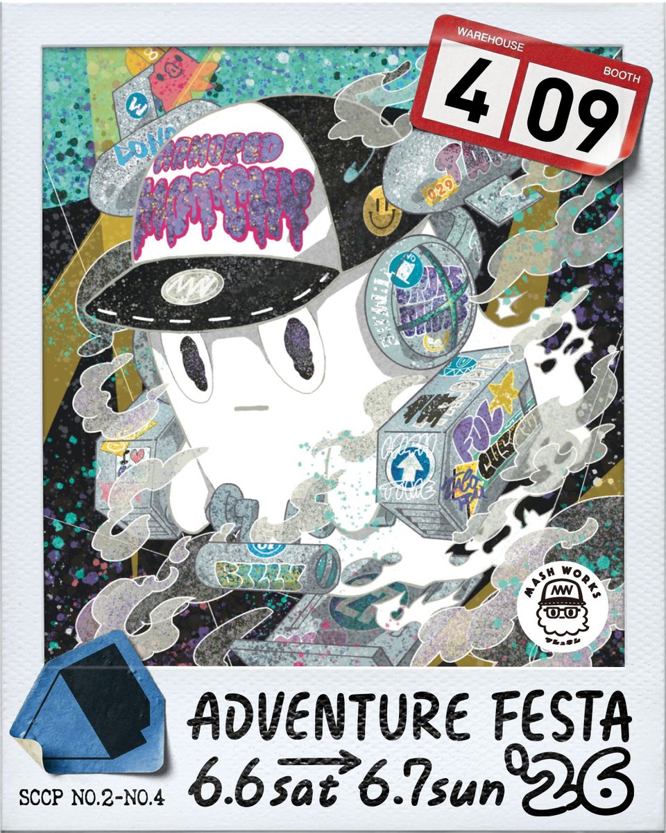 adventure_festa's tweet photo. ADVENTURE FESTA ✸ 2026
■ Booth：4-09_ MASH WORKS / mashking
■ Artist：mashking
@mashking27 
–
[ ADVENTURE FESTA 2026 ]
Date: June 6th (Sat.) – June 7th (Sun.)
Venue: SCCP TAIPEI, TAIWAN
Ticket: https://t.co/0gsDO4uZ4g
#AF2026 https://t.co/lUboKFB5m5