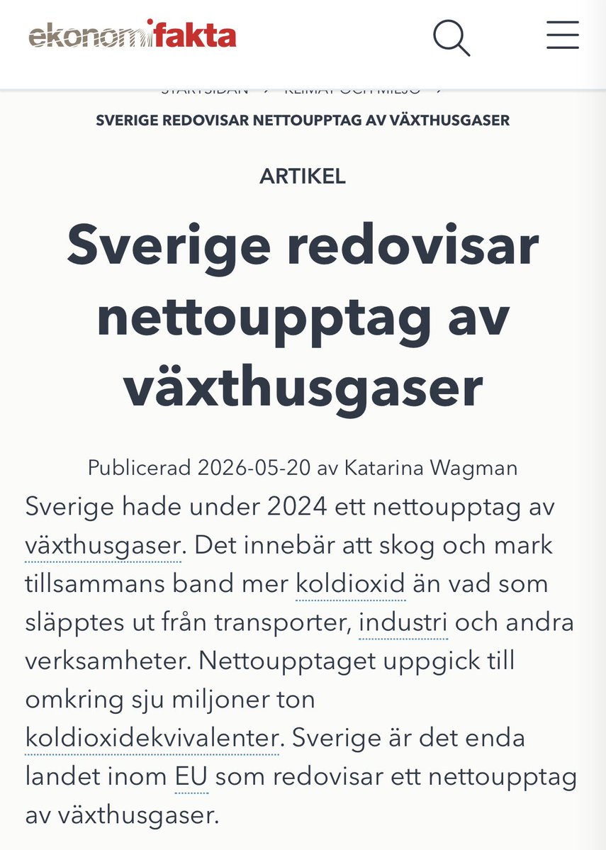 LJHallgren's tweet photo. @HenrikHsjogren @kc_noren Dårskap. Sverige är redan koldioxidneutralt. https://t.co/yniq2nRxpq