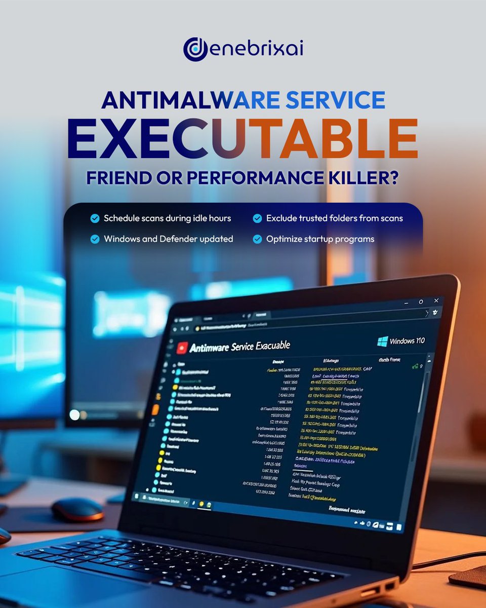 denebrixAi's tweet photo. Is Antimalware Service Executable using too much CPU? 🖥️⚡
It's a key part of Windows Defender, but it can sometimes affect performance. Learn how to optimize it without compromising security.
🔗 Learn more: https://t.co/4j5kIRhe9y
#WindowsDefender #CyberSecurity #TechTips https://t.co/oucx4dwkn9